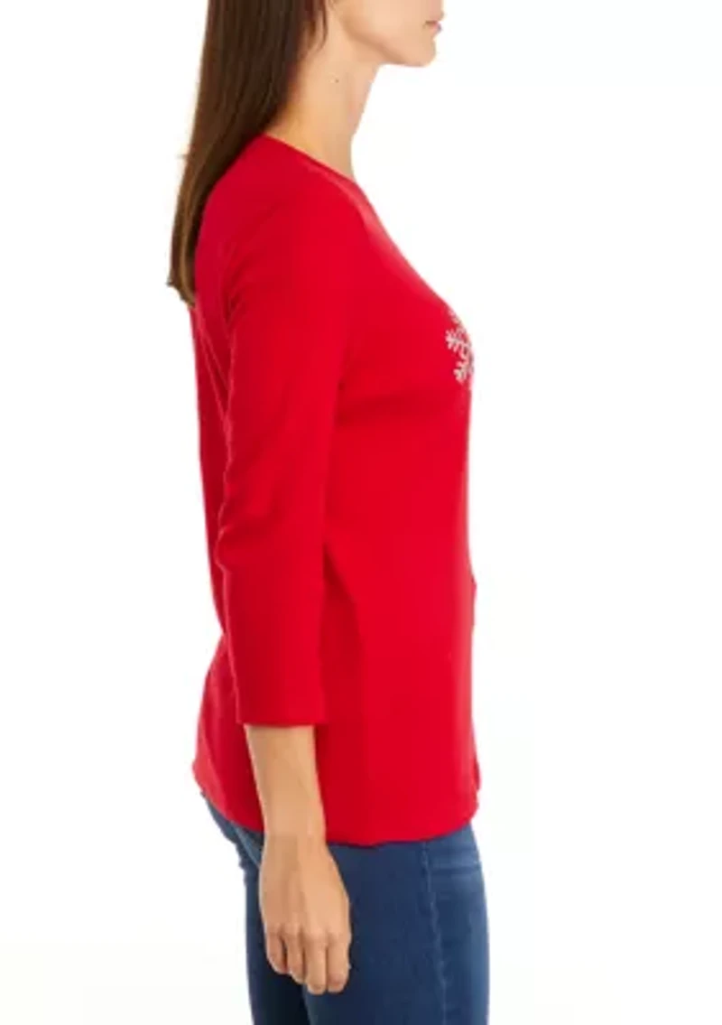 Petite 3/4 Sleeve Graphic T-Shirt