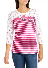 Petite 3/4 Sleeve Graphic T-Shirt