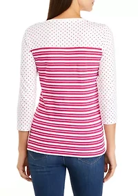 Petite 3/4 Sleeve Graphic T-Shirt