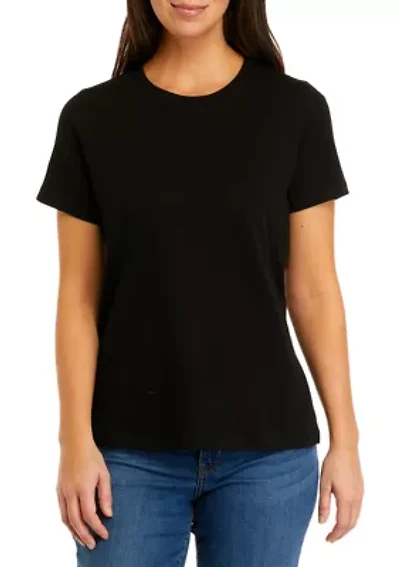 Petite Short Sleeve Crew Neck Solid T-Shirt
