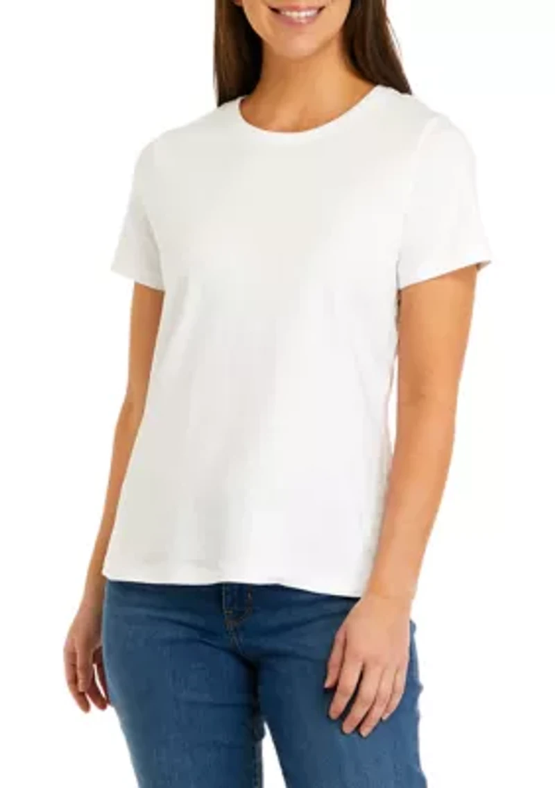 Petite Short Sleeve Crew Neck Solid T-Shirt