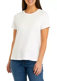 Petite Short Sleeve Crew Neck Solid T-Shirt