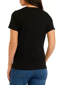Petite Short Sleeve Crew Neck Solid T-Shirt
