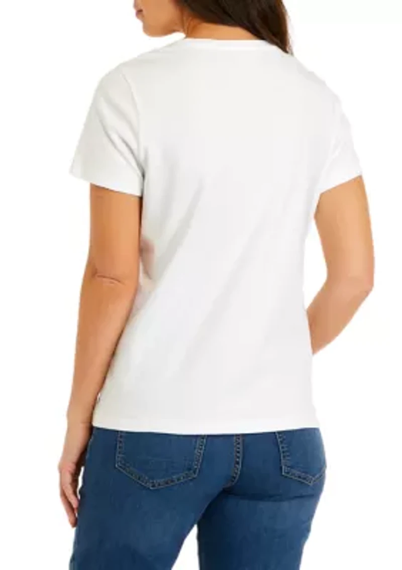 Petite Short Sleeve Crew Neck Solid T-Shirt