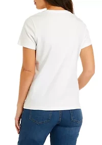 Petite Short Sleeve Crew Neck Solid T-Shirt