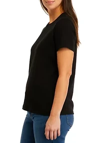 Petite Short Sleeve Crew Neck Solid T-Shirt
