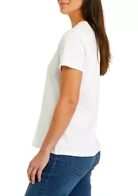 Petite Short Sleeve Crew Neck Solid T-Shirt