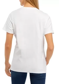 Petite Short Sleeve Happy Fourth Graphic T-Shirt