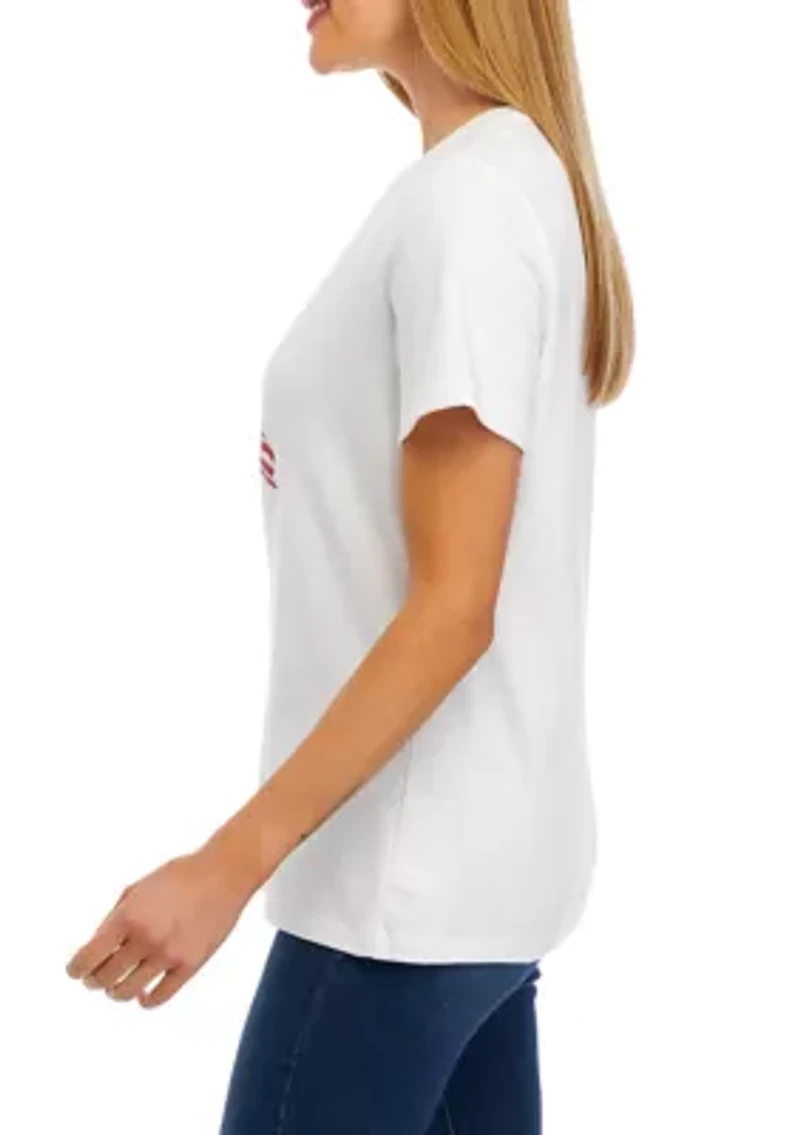 Petite Short Sleeve Happy Fourth Graphic T-Shirt