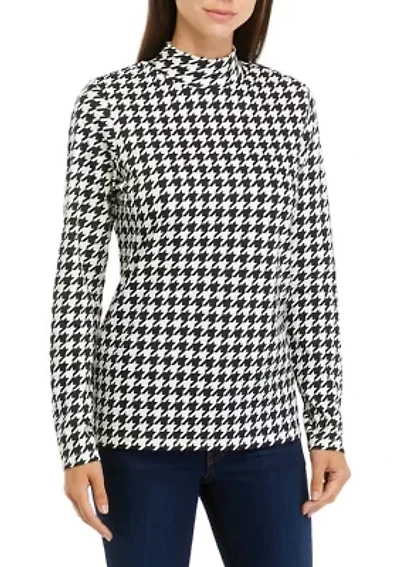 Long Sleeve Mock Neck Allover Print Top