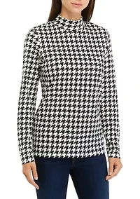 Long Sleeve Mock Neck Allover Print Top
