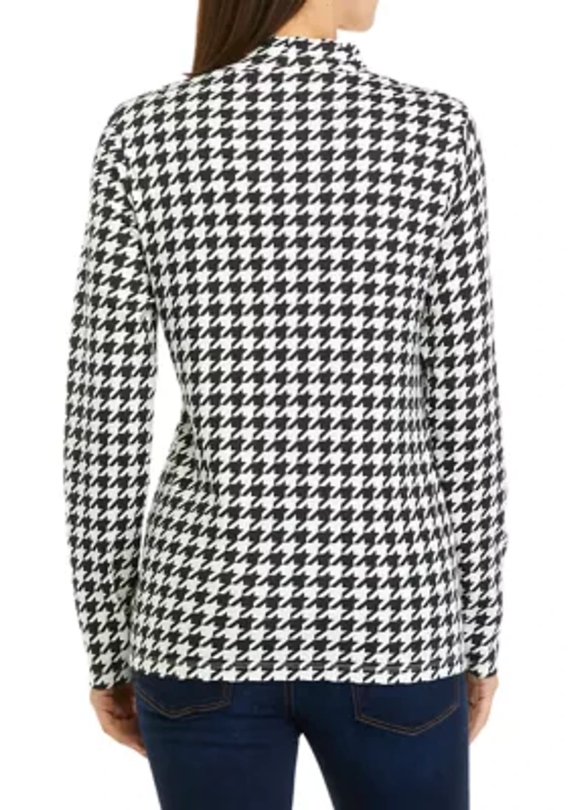 Long Sleeve Mock Neck Allover Print Top