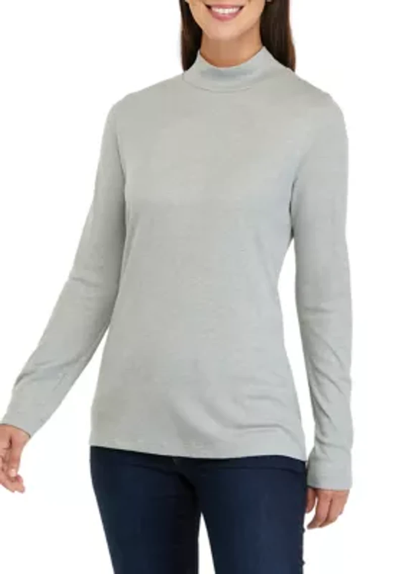 Women's Long Sleeve Mock Neck T-Shirt
