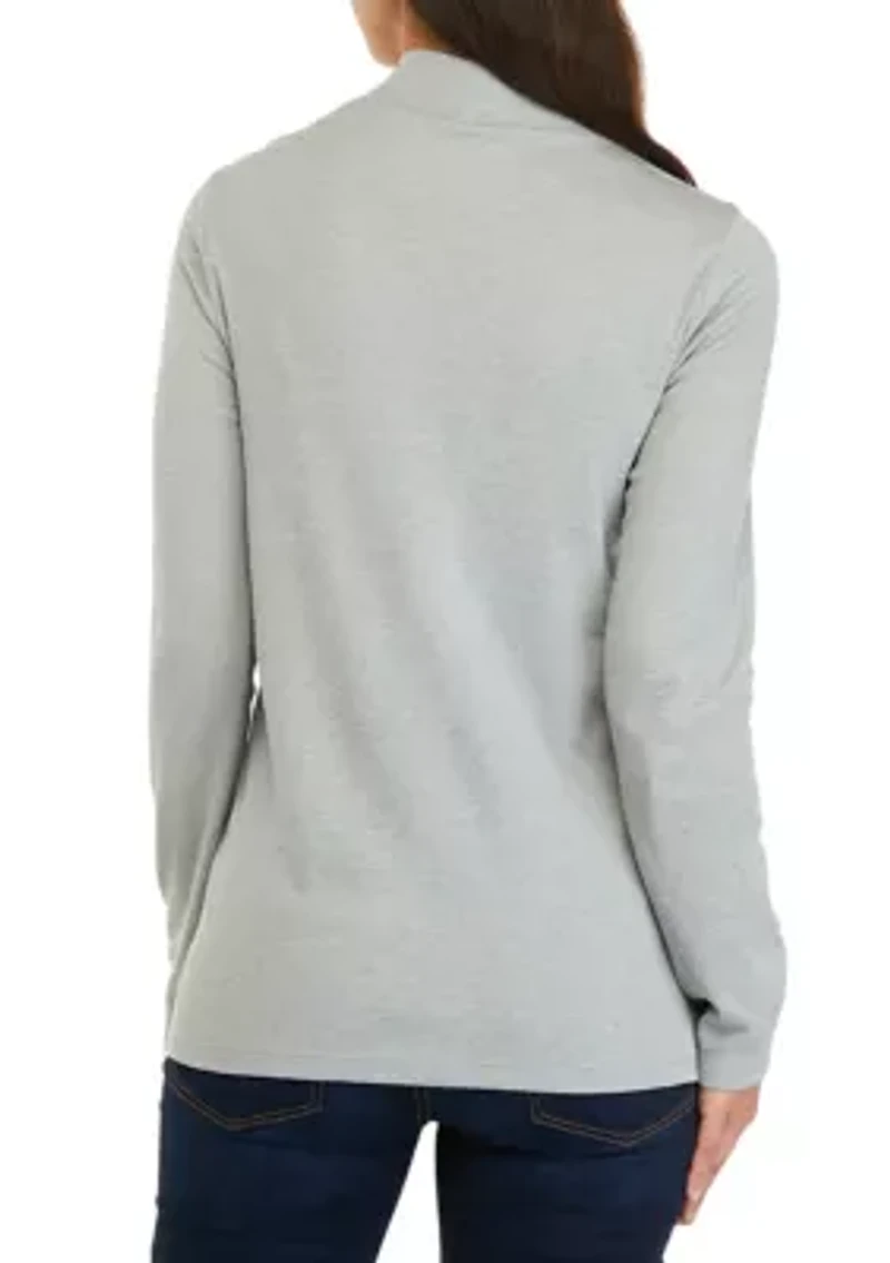 Women's Long Sleeve Mock Neck T-Shirt