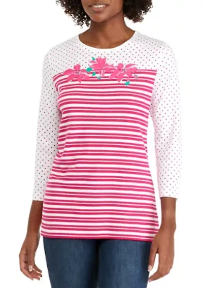 Women's 3/4 Sleeve Crew Neck Yoke Graphic Shirt