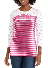 Women's 3/4 Sleeve Crew Neck Yoke Graphic Shirt