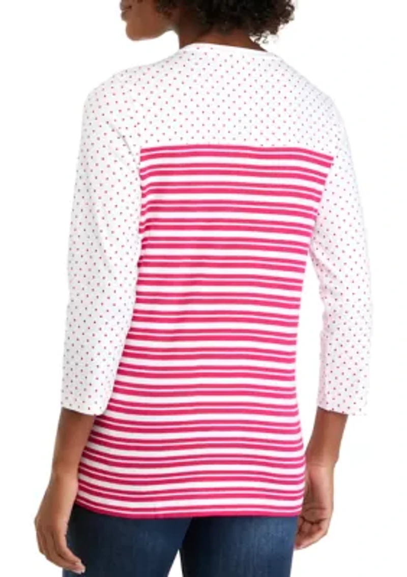 Women's 3/4 Sleeve Crew Neck Yoke Graphic Shirt