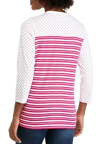 Women's 3/4 Sleeve Crew Neck Yoke Graphic Shirt