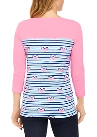 Women's 3/4 Sleeve Crew Neck Yoke Graphic Shirt