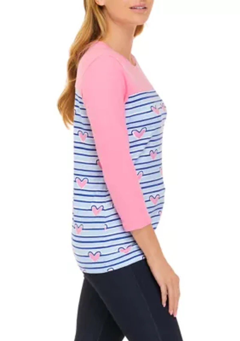 Women's 3/4 Sleeve Crew Neck Yoke Graphic Shirt
