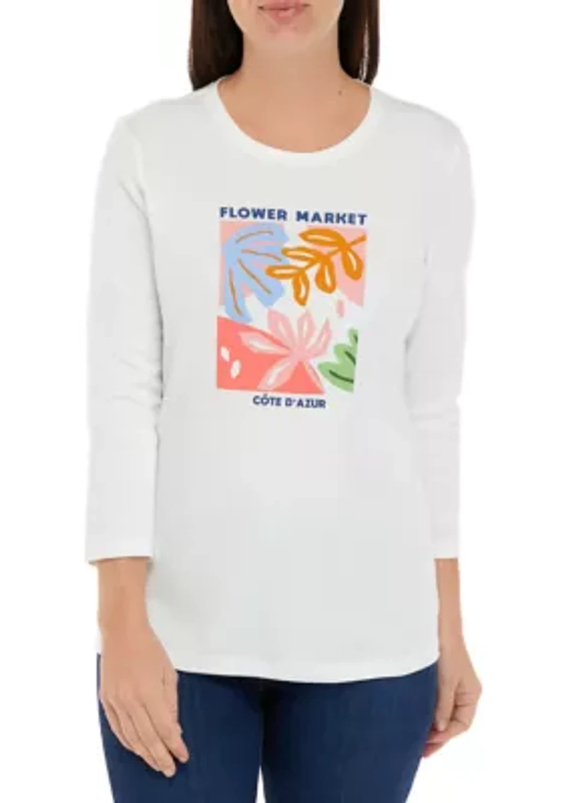Women's 3/4 Sleeve Crew Neck Graphic T-Shirt