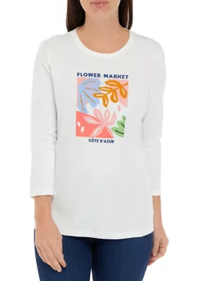 Women's 3/4 Sleeve Crew Neck Graphic T-Shirt