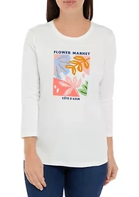 Women's 3/4 Sleeve Crew Neck Graphic T-Shirt