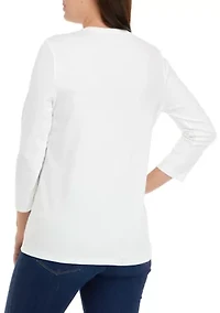 Women's 3/4 Sleeve Crew Neck Graphic T-Shirt