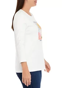 Women's 3/4 Sleeve Crew Neck Graphic T-Shirt