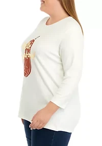 Plus 3/4 Sleeve Crew Neck Graphic T-Shirt