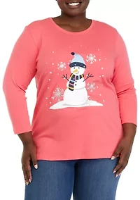 Plus 3/4 Sleeve Crew Neck Graphic T-Shirt