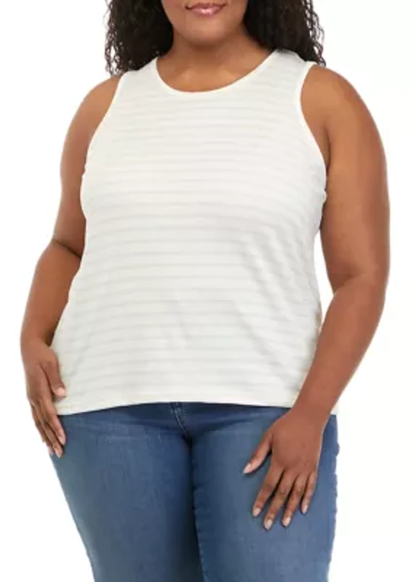 Plus Striped Scoop Neck Tank Top