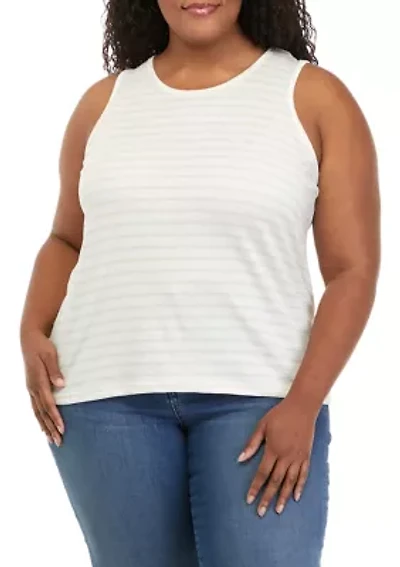 Plus Striped Scoop Neck Tank Top