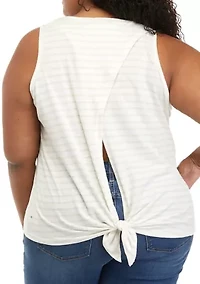 Plus Striped Scoop Neck Tank Top