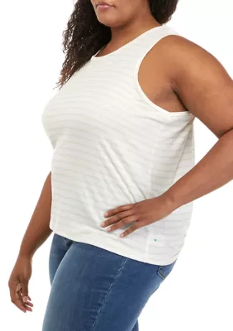Plus Striped Scoop Neck Tank Top