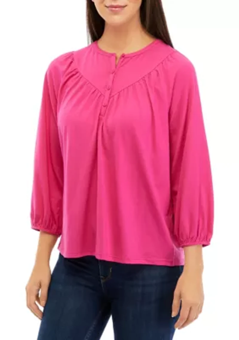 Petite 3/4 Knit Fashion Top