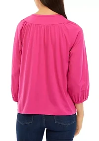 Petite 3/4 Knit Fashion Top