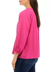 Petite 3/4 Knit Fashion Top