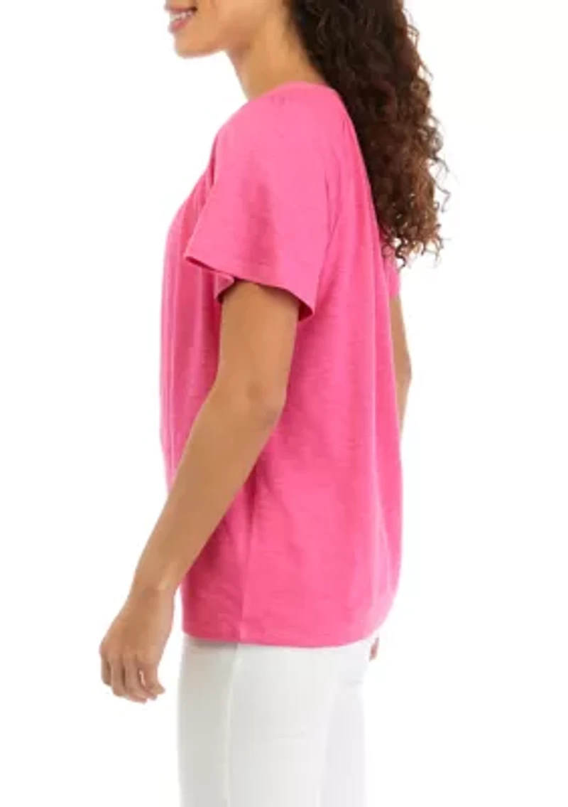 Petite Solid Smocked Top