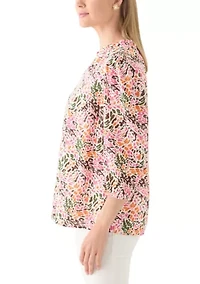 Petite Textured Woven Peasant Blouse