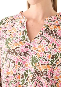 Petite Textured Woven Peasant Blouse