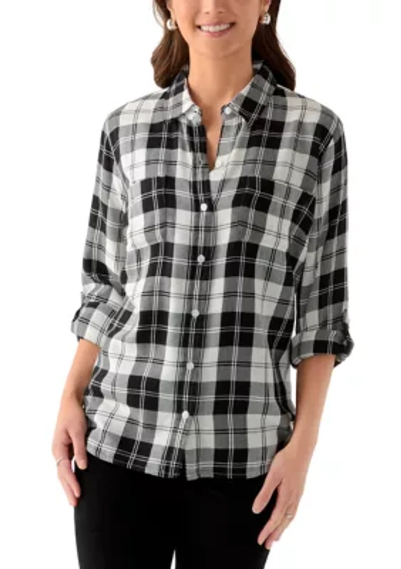 Petite Long Sleeve Flannel Shirt