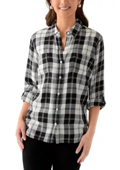 Petite Long Sleeve Flannel Shirt