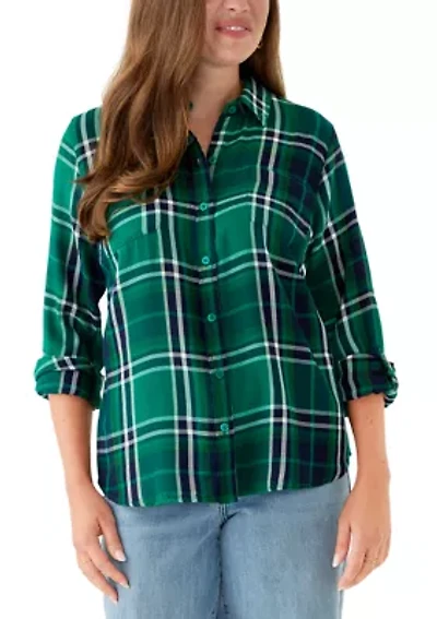 Petite Long Sleeve Flannel Shirt