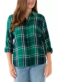 Petite Long Sleeve Flannel Shirt