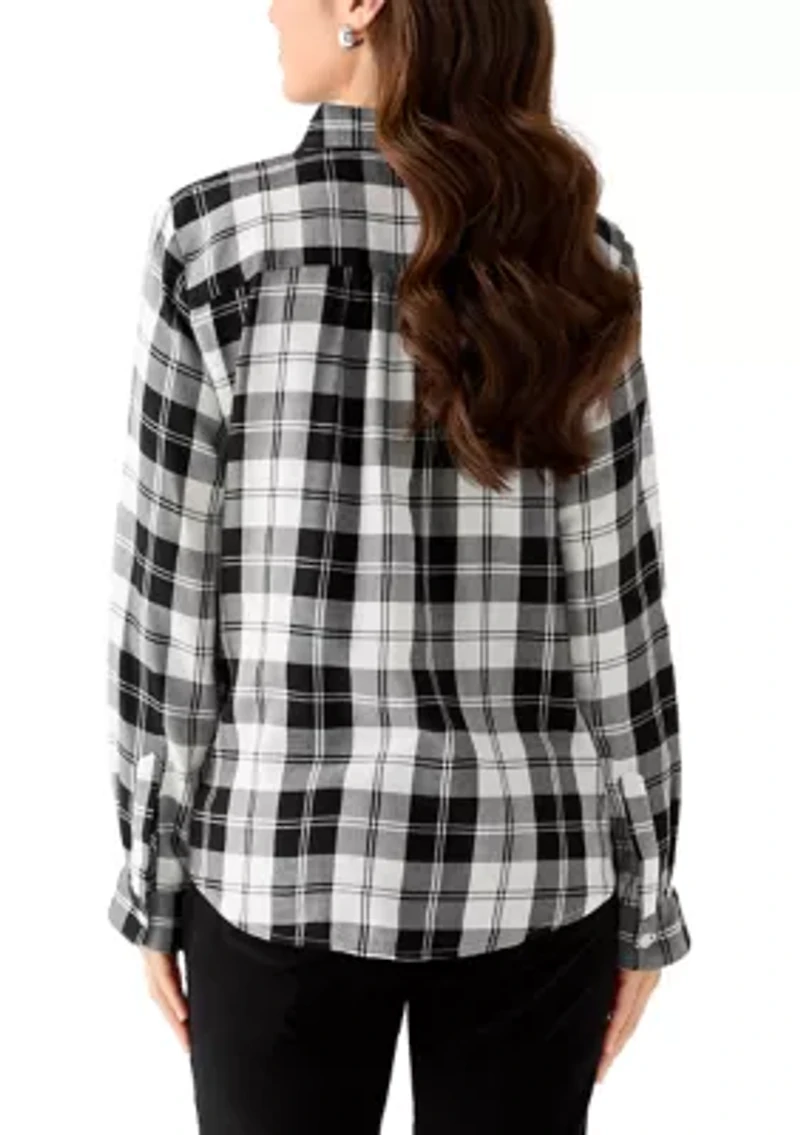 Petite Long Sleeve Flannel Shirt