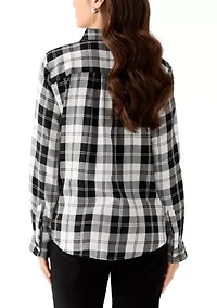 Petite Long Sleeve Flannel Shirt