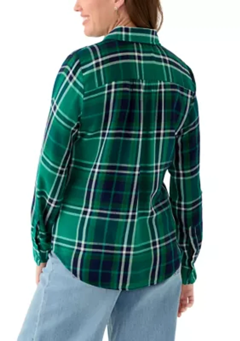 Petite Long Sleeve Flannel Shirt