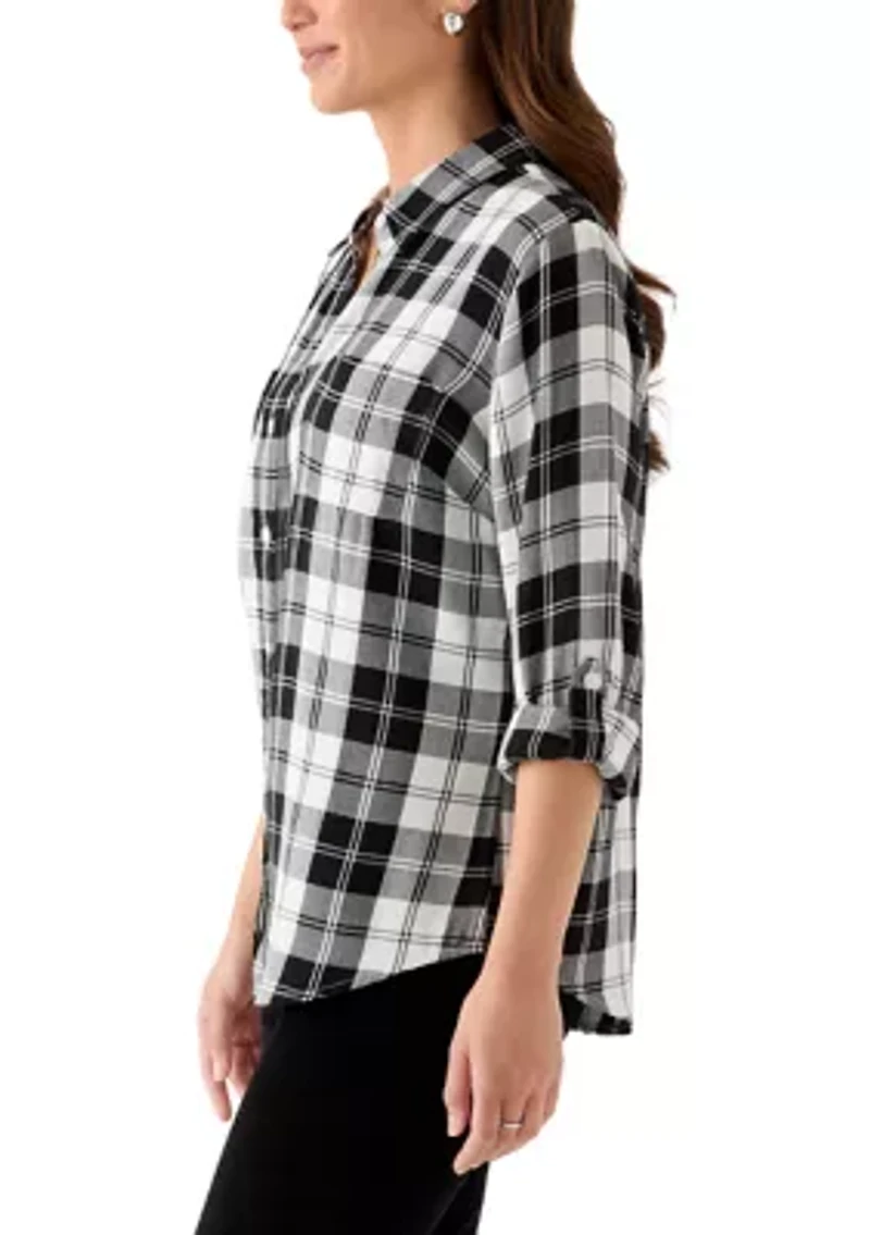 Petite Long Sleeve Flannel Shirt