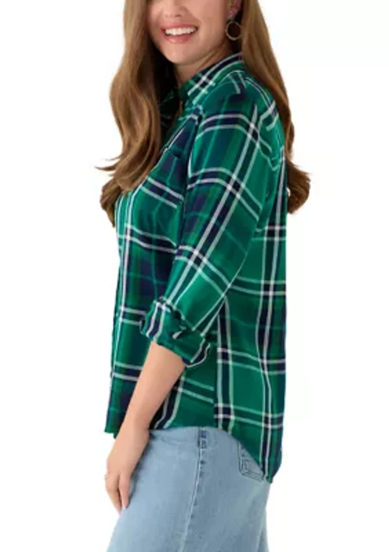 Petite Long Sleeve Flannel Shirt